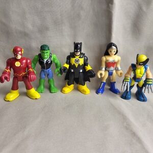 Imaginext Superhero Figure Lot Batman Flash Hulk Wolverine Wonder Woman 6 Figure